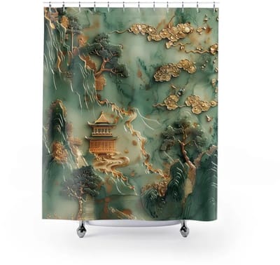 Floraweg Douchegordijn,Shower Curtain,badgordijn,badkamergordijn,Volledige printen,paradijs ,digitale printen -Anti Schimmel - Inclusief 12 ringen -met 12 stuks douchegordijnhaken – Waterdicht -Wasbaar- Polyester - 180x200 cm
