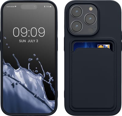 kwmobile telefoonhoesje geschikt voor Apple iPhone 14 Pro - Hoesje met pasjeshouder - TPU case in donkerblauw
