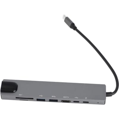 Hub 8 en 1 Type-C vers HDMI RJ45 PD Station d'accueil USB Type-C Adaptateur convertisseur répartiteur gray