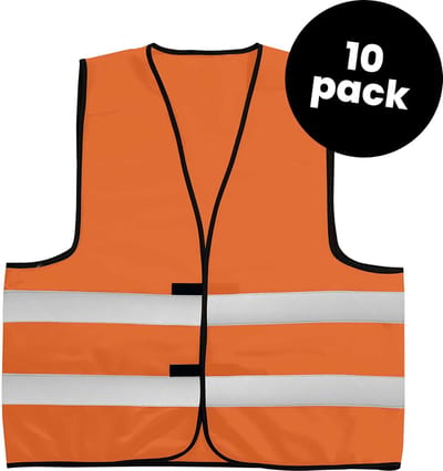 10-pack Veiligheidshesjes kinderen - Veiligheidsvesten kind - Oranje - Maat XS (3-7jaar) - Hesjes veiligheid verkeer