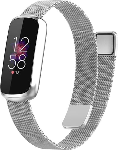 By Qubix - Compatible Fitbit bandje - Geschikt voor fitbit luxe bandje - Milanese bandje - Zilver Smartwatchbandje horlogeband polsband Armband Strap Band Watchband