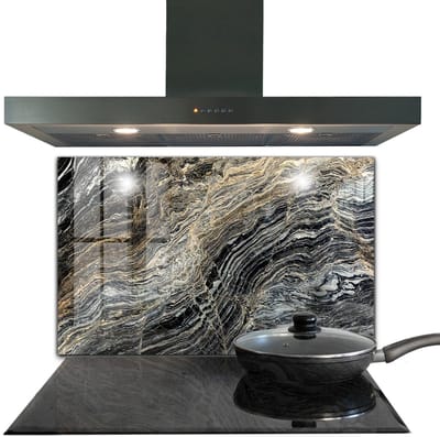 Tulup Achterwand Keuken - Marmer-graniettextuur Spatplaat Keuken Glas - 100 x 70 cm - Grijs Achterwand Keuken Glas - Texturen en Patronen Spatscherm Keuken - Kookplaat achterwand - Kookplaatachterwanden