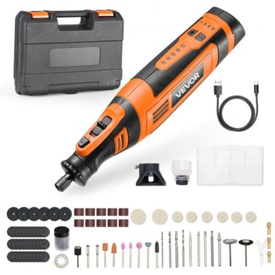 VEVOR 136-delige draadloze multitool, DC8V draagbare mini-rotatietool, 5 snelheden 5000–30000 tpm, voor graveren, slijpen, polijsten, snijden, snijden en doe-het-zelf-knutselen