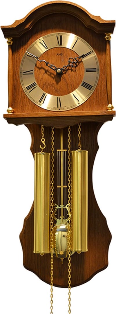 AMS wandklok klassiek Blank Hout met slinger