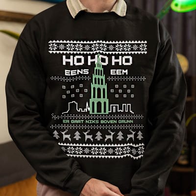 Foute Kerst Trui Zwart Ho Ho Ho Eens Eem - Er Gaat Niks Boven Grunn XS