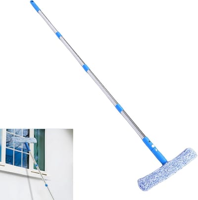 Raamreiniger Set met Uitschuifbare Steel – 3 Meter Telescopische Raamwisser & Raamtrekker – Voor Hoge Ramen, Doucheglas, Zonnepanelen en Autoruiten