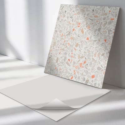 Wallfluent Vinyl Tegels - Patroon met Steeninsluitsels Vinyl Tegels Zelfklevend - 30 cm x 30 cm - Grijs PVC Tegels - Set van 9 - Vierkant PVC Tegels - Texturen Plaktegels - Zelfklevende Vinyltegels - Plaktegels Keuken en Badkamer