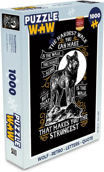 Puzzel Wolf - Retro - Letters - Quote - Legpuzzel - Puzzel 1000 stukjes volwassenen