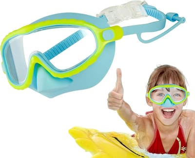 Kinder Zwemmasker - Zwemmen met Neusbedekking - Waterpret - Anti-Condens UV-werend - 4-16 jaar - Blauw