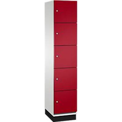 C+P Cambio lockerkast, 1 vak, 5 vakken, met plint, B 400 x D 525 x H 1980 mm, lichtgrijs/ruinrood