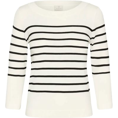 Pull BOATNECK LIZZA KAFFE CHALK BLACK STRIPE 108922