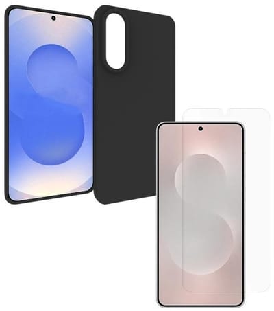 Soft Back Cover Hoesje Geschikt voor: Samsung Galaxy S25 Edge Silicone Zwart + 1x Tempered Glass Screenprotector - ZT Accessoires