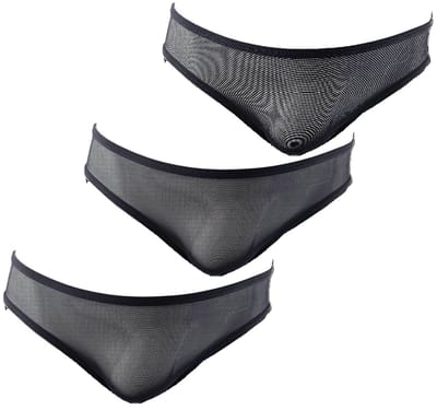 BamBella ® - Slip - 4 stuks - maat L/XL - ondergoed set pakket kant doorzichtig glans stof zwart heren onderbroeken man