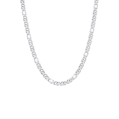 Lucardi Kinder Gerecycled zilveren jongens ketting platte gourmet schakel - Ketting - 925 Zilver - Zilverkleurig - 42 cm