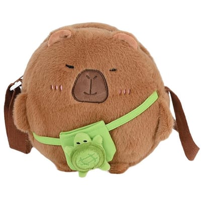 Sac à dos Capybara avec Tortues Sac Décontracté Mignon Mode Peluche Sac d'école pour Enfants Sac à bandoulière en Fourrure Mini Sac à dos pour Femmes Sacs Cadeau brown