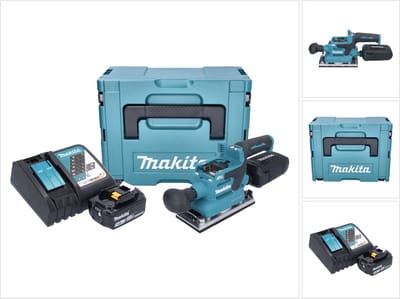Makita DBO 382 RF1J accu-excentrische schuurmachine 18 V 93 x 185 mm borstelloos + 1x accu 3,0 Ah + oplader + Makpac