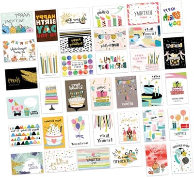 Verjaardagskaarten Set - Wenskaarten Feest - Liefde Tonen - Grappig Ontwerp - 36 Stuks - Diverse Kleuren