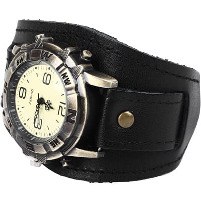 Kwarts Horloge voor Mannen Vrouwen Vintage PU Leer Band Verstelbare Pasvorm Mode Kwarts Polshorloge Zwart black