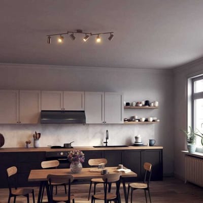 HOFTRONIC – Riga RVS LED plafondlamp 6 spots – kantelbaar en draaibaar – opbouwspots RVS – GU10 - 2700K warm wit - Plafondspots - IP20 - woonkamer en gang