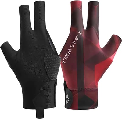 Biljarthandschoenen Set - Keu Handschoenen - Sport Spelen - 3 Vinger Ontwerp - 2 Delig - Zwart Rood
