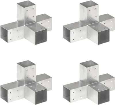 X-vormige Postconnectoren voor Houten Palen 71x71mm - 4 Stuks