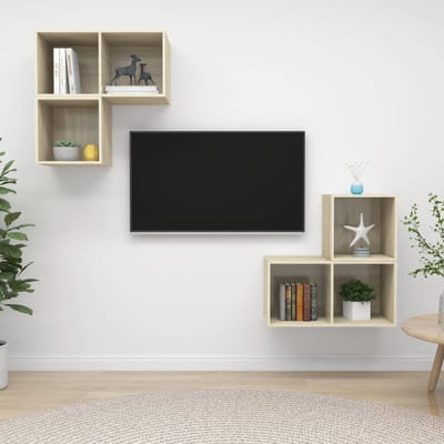 vidaXL - 4-delige - Tv-meubelset - bewerkt - hout - sonoma - eikenkleurig