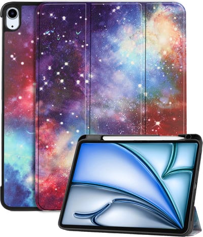 Hoesje - Geschikt voor Apple iPad Air (2024/2025/2026) - 11 inch - Dun & Stevig - Trifold Bookcase - Hard Cover Case - Met Uitsparing Geschikt voor Apple Pencil - Hardcover Book - Tablet Hoes - Galaxy