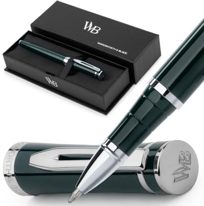 Dailygoods- Rollerball Pen Luxe - Chroom Afwerking - Zwarte Lak - Navulbaar - Hoogwaardige Pen - Elegante Schrijfervaring - Schrijfpennen