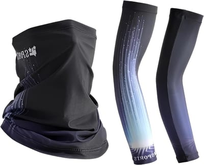 UV-beschermingsset met ademende armwarmers en gezichtsmasker, UPF 50+ zonwering voor fietsen, hardlopen en vissen, ideaal voor outdooractiviteiten voor dames en heren