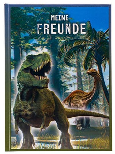 Vriendschapsboek DIN A5 met 3D Dinosaurus - Herinneringsboek voor Vrienden, Notitieboek met 88 Geïllustreerde Pagina's