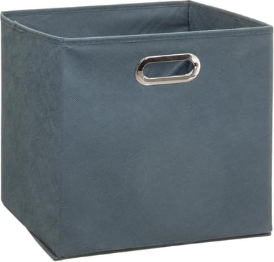 5Five Opbergmand / kastmand - grijs/blauw - linnen - 29 liter - 31 x 31 x 31 cm - Opbergbox - Vakkenkast manden