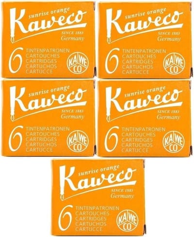 Kaweco Vulpen vullingen 5 doosjes Oranje, Sunrise Orange