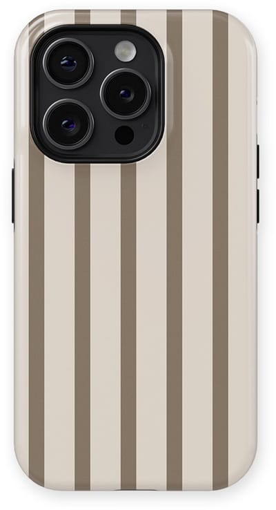 DripCase Gestreept Hoesje geschikt voor iPhone 14 Pro | Backcover met Mag | Stripes Motief | Trendy Case geschikt voor iPhone 14 Pro met Strepen Linen Wood