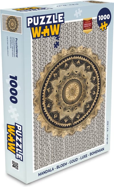 Puzzel Mandala - Bloem - Goud - Luxe - Bohemian - Legpuzzel - Puzzel 1000 stukjes volwassenen