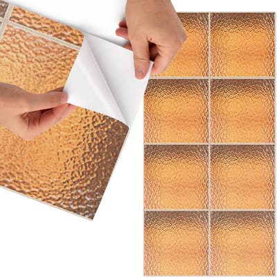 Tulup Meubelfolie - Glasblokken Meubelfolie Zelfklevend - 65x130 cm - Oranje Meubelfolie - Meubel Wrap Folie - Modern Meubelfolie - Plakfolie Meubels - Keuken decoratie - Texturen