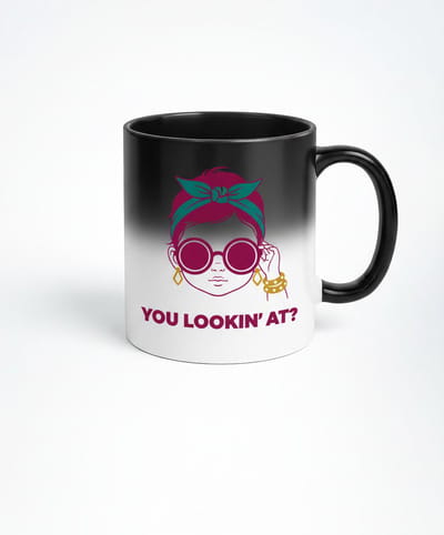 You Lookin' At? Magische Mok - Zwart Magische Koffiemok met Verrassings Design