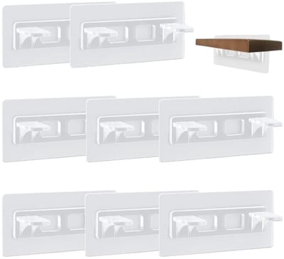 8-pack zelfklevende plankdragers, geen boren nodig, scheidingswanddragers, zelfklevende dragers voor kledingkasten, glasdragers, planken, opbergrekken（5X12cm）