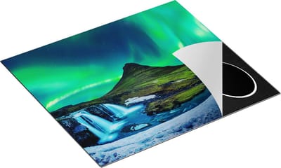 Chefcare Inductie Beschermer Noorderlicht bij de Watervallen in IJsland - 60x50 cm - Afdekplaat Inductie - Kookplaat Beschermer - Inductie Mat
