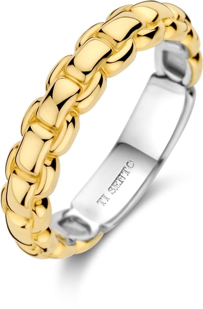 TI SENTO Dames Ring - 925 zilver - Zilver geel verguld - Maat 17.75 mm / maat 56 - 12319SY