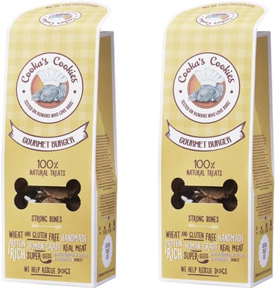 Cooka Cookie's - 100% Natuurlijke Hondenkoekjes - Gourmet Burger Superfoods met Varken-2-PACK-Voordeel Set