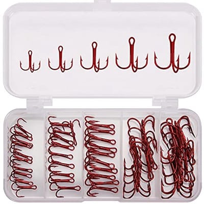 Dailygoods- Hengelhakenset 50 Stuks - Hoge Koolstofstaal - Sterke/Scherpe Vishaakjes - Driedubbele Haak - Ronde Bocht - Weerhaken - Vishaak
