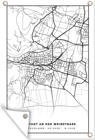 Muurdecoratie Neustadt an der Weinstraße - Stadskaart - Plattegrond - Kaart - 120x180 cm - Tuinposter - Tuindoek