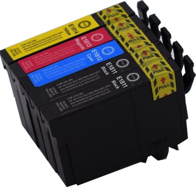 KATRIZ® huismerk inkt voor|Epson 2x T1811XL Zwart+ T1812XL Cyaan + T1813XL Magenta + T1814YXL Geel | (5stuks) - Met chip