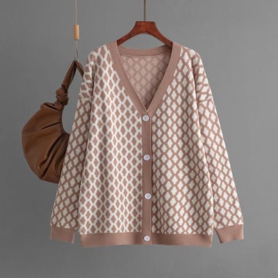Nouveau Gilet Cardigan Tricoté Jacquard d'Automne et d'Hiver pour Femmes One size