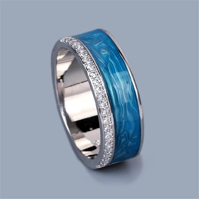 Bague Simple Rétro en Émail Texturé Naturel pour Femmes Décoration de Main No. 9