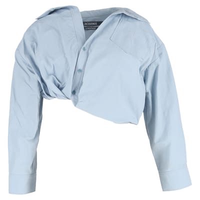 Jacquemus Mejean cropped poplin shirt in lichtblauw katoen