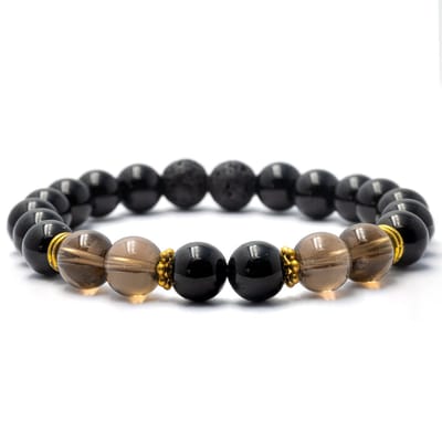 Bixorp Gems Lavasteen + Rookkwarts + Onyx Edelstenen Armband - 8mm / 18cm - Om & Om Edelsteen Kralenarmband