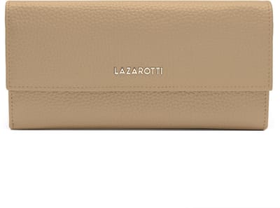 Lazarotti Leren portemonnee Bologna Leather Wallet With 12 Card Slots Sand beige