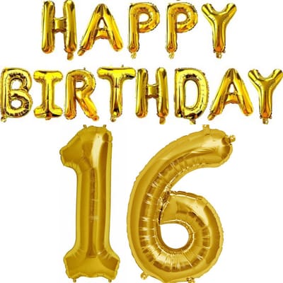 Happy 16 birthday folie ballonnen set - 16 - verjaardag - birthday - sweet sixteen - sweet 16 - ballon - goud - decoratie