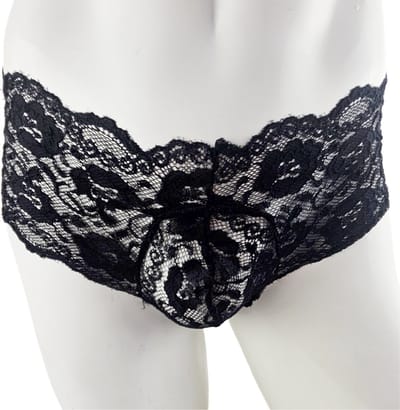 BamBella ® - Slip - maat Onesize S M L zwart Sexy erotische heren onderbroek mannen kant stof